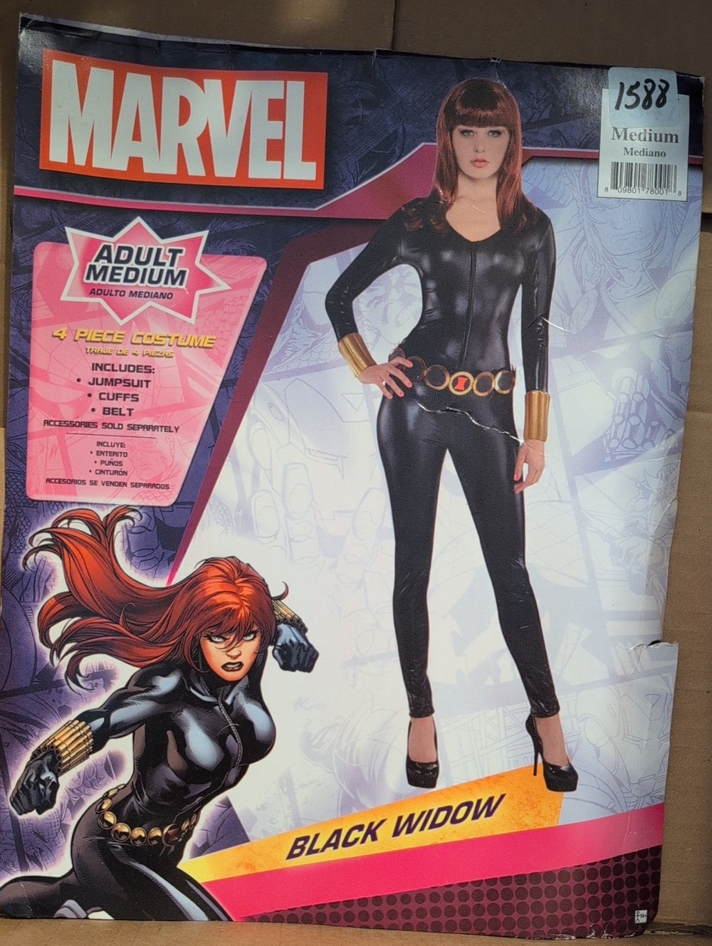 Marvel Women's Black Widow Black Jumpsuit Costume with Gold Accents